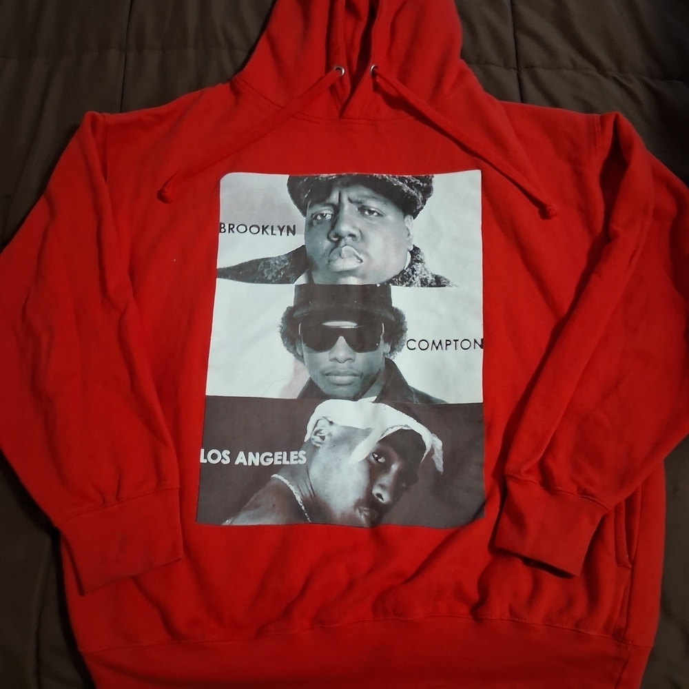 Classic Hip Hop Mens Red Hoodie Flying Horse (Biggie Pac Eazy) Size XL